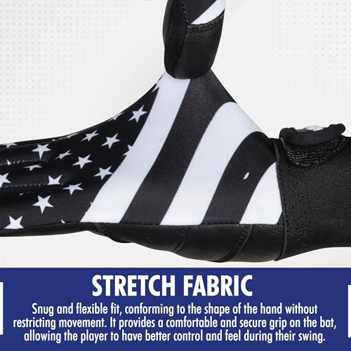 USA Flag Baseball Batting Gloves & Softball Glove American Flag Batting Gloves Youth Kids Baseball Batting Glove Youth Men Adult & Unisex - color: Black Stars & Strips, size: Youth Small