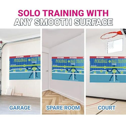 Portable Pickleball Training Pad with Rebound Board – 35"x70" Weather-Resistant Practice Mat for Indoor/Outdoor Drills, Easy-Install Solo Hitting Aid