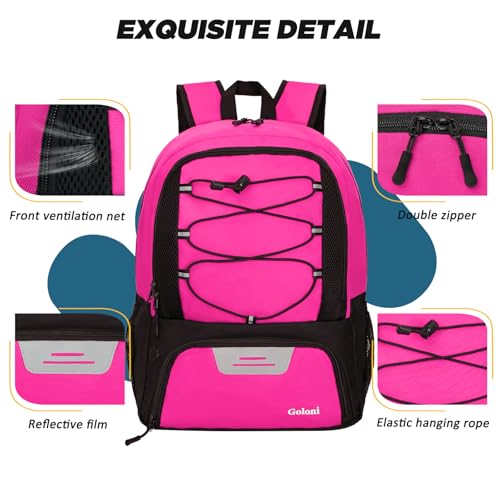 Goloni Soccer Bag, Basketball Bag with Ball Compartment & Shoe Compartment,Large Soccer Backpack for Basketball,Gym，Football - color: Pink