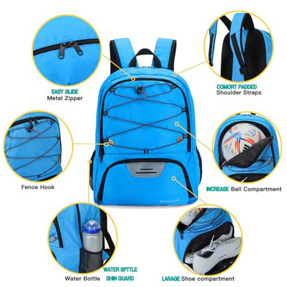 Hsmihair Youth Soccer Bag-Soccer Backpack&Backpack for Football Basketball,with Ball Compartment Separate Cleat Package - color: Blue