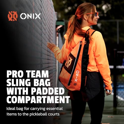 ONIX Pickleball Pro Team Sling Bag — Orange and Black with Adjustable Strap, Durable Construction, and Spacious Storage for All Your Pickleball Gear