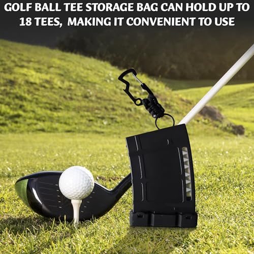 Teemags Golf Tee Holder – Black Clip-On Tee Caddy for Belt or Bag | Holds Up to 18 Tees | Durable & Lightweight Golf Accessory Made in The USA - color: Black