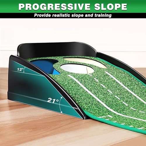 CHAMPKEY Professional Hazard Golf Putting Green Come with Golf Putting Gates and Putting Mirror - Progressive Slope Tech and Noise Reduction Tech Golf Putting Mat - style: LITE Version