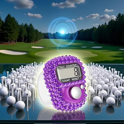 Electronic Finger Tally Counter Clicker Counter,Portable Digital Display Tally Counter,Convenient Resettable Mini Lap Counter for Golf Goods Counting Accessories,Track and Field Lap Counters - color: Purple