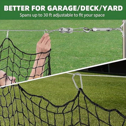 Baseball Softball Backstop Nets,Sports Net with 33ft Rope or Steel Hanging Kit, Nylon Nets Also for Basketball Soccer Lacrosse Hockey. - size: 10x15 feet, style: With Steel Hanging Kit
