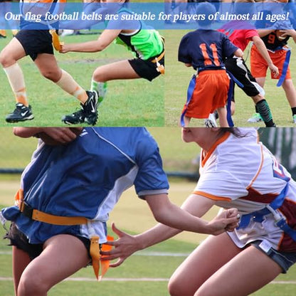 Flag Football Belts, 6/14 Players Game Kit with flags for Youth and Adults Indoor & Outdoor Training Equipment