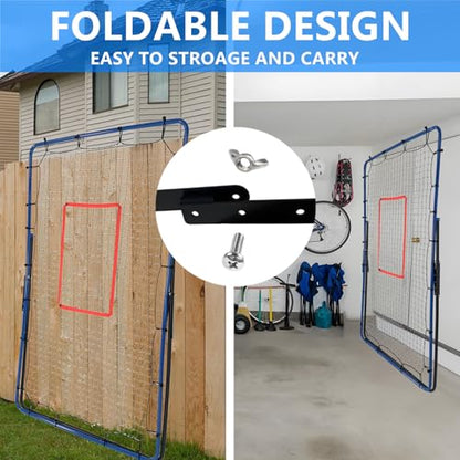 Volleyball Rebounder Net,7x4FT Bounce Back Training Equipment with 5 Adjustable Angles, Volleyball Practice Net for Bumping & Spiking, Lacrosse Baseball Soccer Trainer for Backyard