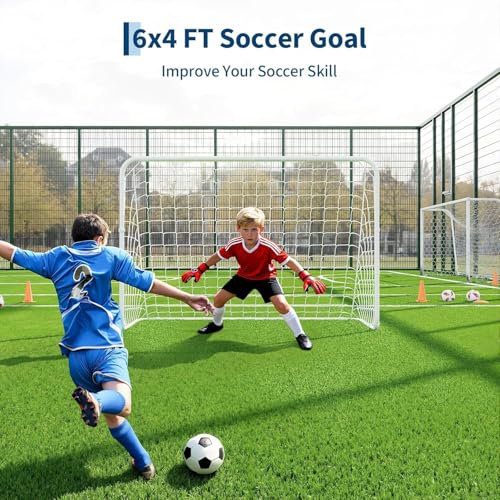 Portable Soccer Goal 6x4FT, Backyard Soccer Net and Frame, Foldable Pop Up Soccer Nets Training Equipment Suitable for Kids and Adults, Practice Training Goals, w/Carry Bag, Easy Setup