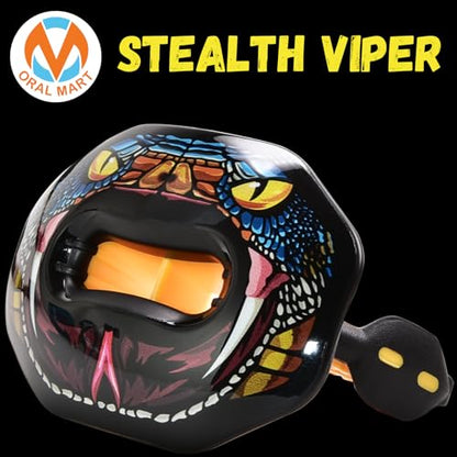 Oral Mart Flag Football Mouth Guard with 3D LipFit Design for Kids - Youth Football Mouthguard (No Boil) Cool Instant Fit Lip Guard Mouthpiece for Braces (Detachable Helmet Strap Included) - color: Stealth Viper