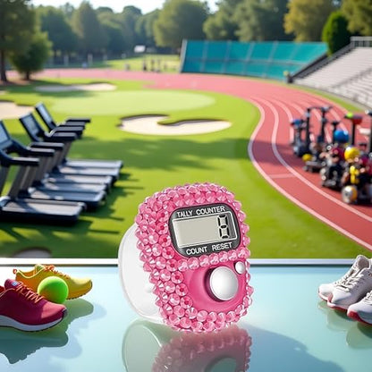 Electronic Finger Tally Counter Clicker Counter,Portable Digital Display Tally Counter,Convenient Resettable Mini Lap Counter for Golf Goods Counting Accessories,Track and Field Lap Counters - color: Pink