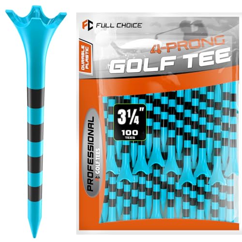 Professional Plastic Golf Tees 50/60/100 Pack (3-1/4" or 2-3/4"), Enhanced Durability & Stability, Engineered to Minimize Friction and Side Spin - color: Blue 3-1/4" (100pcs)
