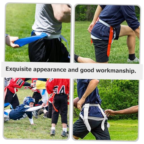 BESTonZON Flag Football Belt Set with 10 White Waist Belts, 30 Flags, 4 Marker Cones, Game Equipment for Youth Football Training and Competition