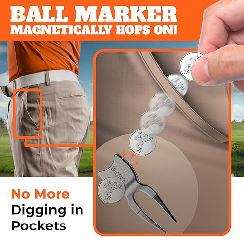 Frogger Golf Hop! Magnetic Ball Marker and Divot Repair Tool - Golf Course Essential, Great Gift for Men and Women