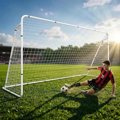 HomGarden 12'x6' Soccer Goal, Portable Football Net with Frame, Backyard Training & Outdoor Practice Goals for Adults & Kids, Easy Setup Tournament Equipment
