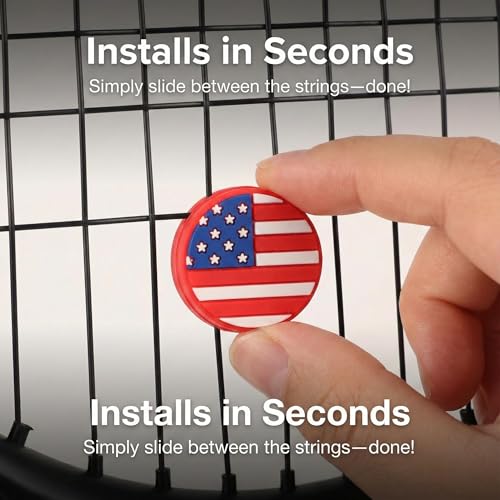 American Flag Tennis Racket Dampener: Silicone Tennis Vibration Shock Absorbers - USA Patriotic Racquet Damper for Sporter, Tennis Accessories (10 Pack)