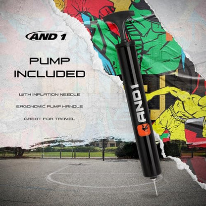 AND1 Supreme Grip Official Regulation Size 7 (29.5 inches) Rubber Basketball - Deep Channel Construction Streetball, Made for Indoor Outdoor Games