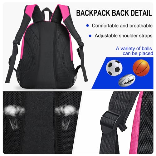 Goloni Youth Soccer Bag,Basketball Bag with Ball Compartment & Shoe Compartment,Backpack for Football Volleyball Basketball - color: Pink