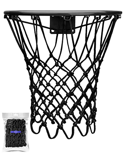 Basketball Net Replacement Heavy Duty, 2023 Professional On-Court Quality, Fits Outdoor Indoor Standard Rim, All Weather Anti Whip - color: Black