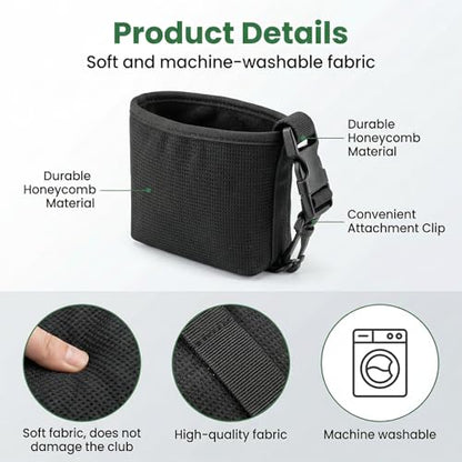 1 Pack Black Golf Club & Ball Cleaning Bag - Golf Bag Accessories, Waterproof Liner Detachable Clip Machine Washable for Course Practice Golfer Gifts for Men