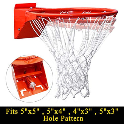 Professional 180º Heavy Duty Breakaway Basketball Rim，18 inch Flex Rim Goal Replacement Fits 5"x5", 5"x4", 4"x3"，5"x3" Hole Pattern Backboard