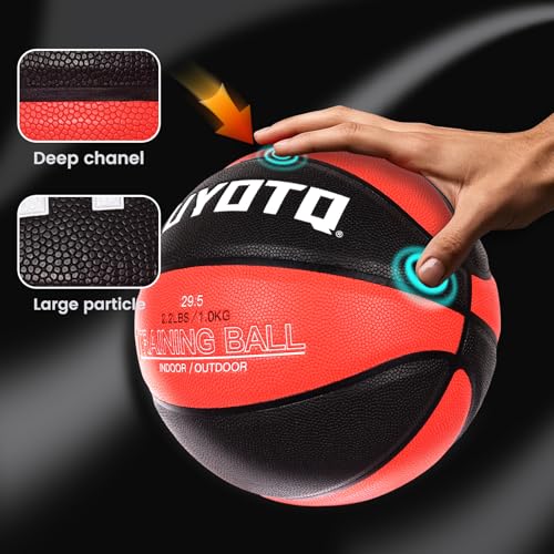 KUYOTQ 2.2lbs 29.5" Weighted Basketball Size 7 Composite Indoor Outdoor Heavy Trainer Basketball for Improving Ball Handling Dribbling Passing and Rebounding Skill (Deflated)
