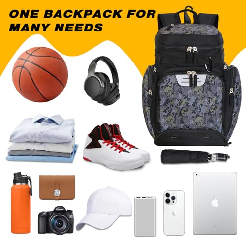 Goloni Basketball Backpack,Large Sports Bag with Ball Compartment & Shoe Compartment, Best for Basketball, Soccer, Volleyball,Gym, Travel
