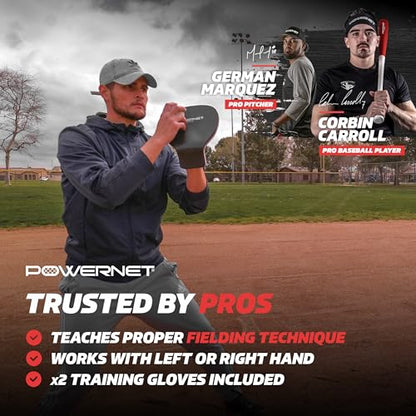 PowerNet Fielder Pro, Angled Wrist Soft Hands Softball & Baseball Training Equipment, Baseball Practice Equipment for Fast Transition from Glove, Right & Left Hand Universal Fit, 2-PK
