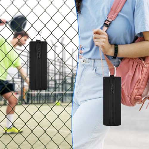 Padel Ball Holder Portable Paddleball Storage Bag with Metal Hook, Paddle Tennis Ball Carry Bag Holds 3 Pcs Regular Paddleball, Tennis Training Accessories Pouch