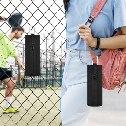 Padel Ball Holder Portable Paddleball Storage Bag with Metal Hook, Paddle Tennis Ball Carry Bag Holds 3 Pcs Regular Paddleball, Tennis Training Accessories Pouch