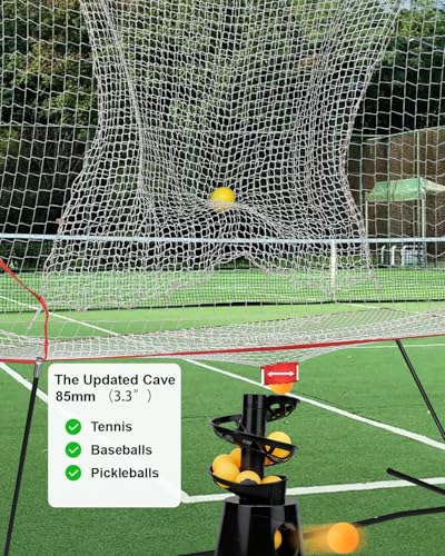 Portable Tennis & Pickleball Recovery System Net, 6 x 7ft Portable Polyester Mesh and Fiberglass Frame, Ball Recycling Net for Tennis Ball Machine, Collapsible Pickleball Trainer for Indoor/Outdoor