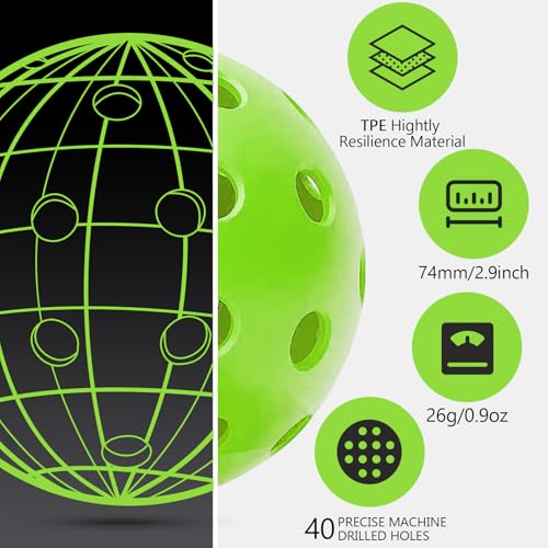 Navona 48 Pack Premium 40-Holes Outdoor Pickleball Balls, Meet USAPA Official Requirement, Perfectly Balanced, High Bounce True Flight, Durable Outdoor Pickleball Set - style: Pickleballs-G-48 pack