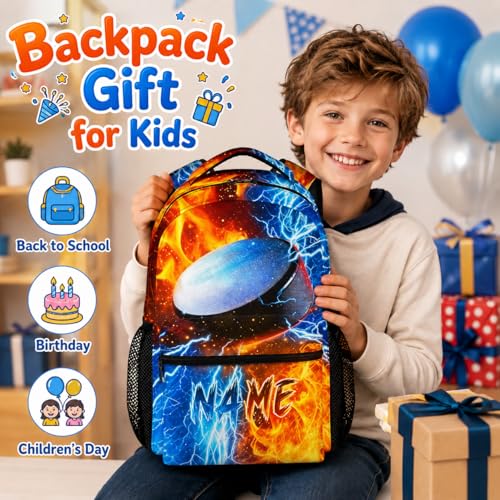 Kids Backpack for Boys Custom Hockey Schoolbag for Kindergarten Elementary Primary, Durable School Supplies - color: Grey