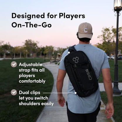 CRBN Pickleball Sling Bag - Pro Team Pickleball Bag - Water-Resistant Pickleball Paddle Bag Holds 3 Paddles, Balls & More - color: Black