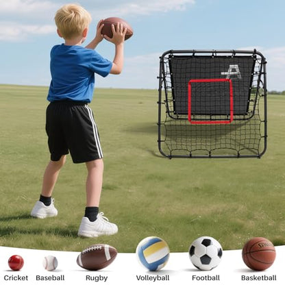 Adjustable Soccer Rebound Net | Double-Angle Soccer Trainer with Steel Frame | Portable Folding Rebounder for Passing & Shooting Practice | Outdoor Sports Equipment for Youth & Adult - size: 3.3×3.3×3.6FT