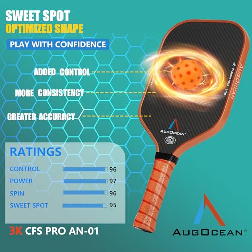 Pickleball Paddle,Pickleball Paddles-3K Raw Carbon Fiber Pickle Ball Paddle Surface with Great Grit & Spin,T700 Pickleball Racket with Excellent Power,Control and Balance,USAPA Approved - color: Brown
