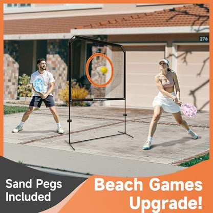Indoor Paddle Game with Net – All in One Outdoor & Indoor Set with Removable Target and Ball Catch Net– Combines Pickleball, Badminton Tennis for Family or Solo Fun