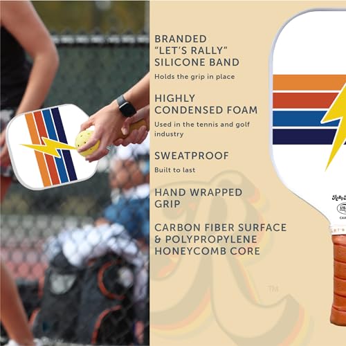 Officially Licensed Pickleball Paddle - USA Pickleball Association Approved Racket - Lightweight Honeycomb Core, Carbon Fiber Exterior, Premium Leather Grip for Comfort