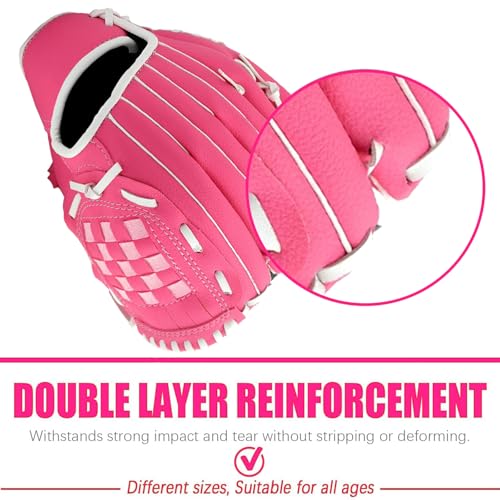 Baseball Glove,Baseball Softball Mitt with Ball for Kids Youth Adults Training and Beginner,Right Hand Throw,Left Hand Glove - color: Rose Red, size: 10.5"