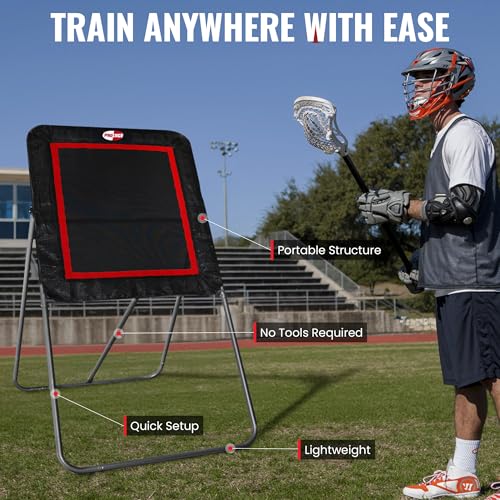 Trigon Sports Lacrosse Rebounder, 4’ x 3’ Surface Lacrosse Rebounder for Backyard, Foldable Lacrosse Bounce Back with Adjustable Angles, Softball Baseball Volleyball Multisport Training Practice