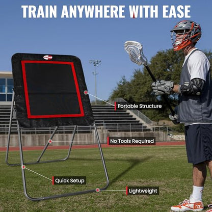 Trigon Sports Lacrosse Rebounder, 4’ x 3’ Surface Lacrosse Rebounder for Backyard, Foldable Lacrosse Bounce Back with Adjustable Angles, Softball Baseball Volleyball Multisport Training Practice