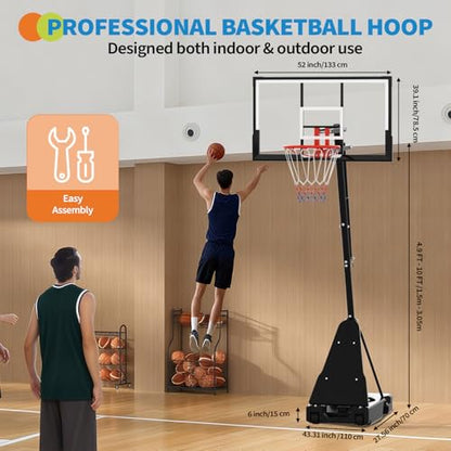 Garvee Basketball Hoop,4.9-10FT Height Adjustable Basketball Hoop Goal System,Mobile Stand with Wheels Weighted Base,Youth&Adults, Driveway Backyard Pool Play