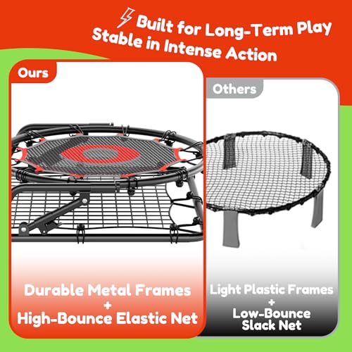 IE Sports Metal Ricochetball Game Set (Includes 2 Balls, Dual-Sided Net and Pump) Adjustable Portable Outdoor, Yard, Beach, Lawn & Camping Game - color: Red