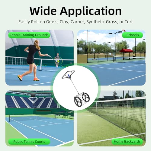 Portable Retractable Tennis Ball Hopper,2 in 1 Tennis Ball Pickup Holds 80 Balls,Automatic Tennis Ball Picker with Adjustable Handle,55 Large Capacity,Black and Black