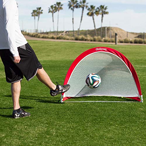 GoSports Portable Pop-Up Soccer Goals for Backyard - Kids & Adults - Set of Two Nets with Agility Training Cones and Carrying Case - size: 4 ft Round