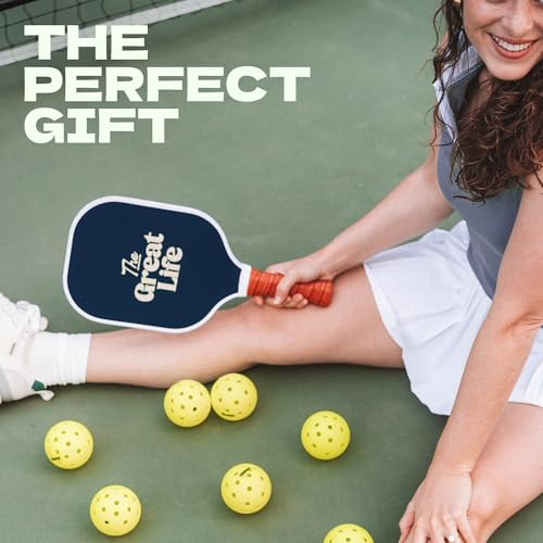 Pickleball Paddle Premium Set | 2 Carbon Fiber Paddles & 4 Balls | Sport Bag & Paddle Cover Included | Beginner Friendly | 6in. Handle | Honeycomb Core | Lightweight | Retro & Stylish
