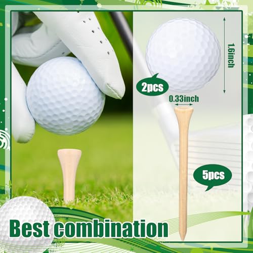 Realspring 8 Pcs Father's Day Golf Set Daddy Grandpa Golf Gifts, Ball Pouch Bag and 5 Pcs Wood Tees 2 Balls Christmas Birthday Gift for Men, Grandpa from Daughter Son