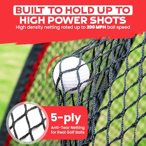 10x7ft Heavy Duty Golf Hitting Net with Swing Path Mat & Turf Insert – Backyard & Garage Golf Practice Net for Real Golf Balls, Indoor Outdoor Full Swing & Chipping