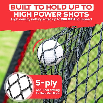 10x7ft Heavy Duty Golf Hitting Net with Swing Path Mat & Turf Insert – Backyard & Garage Golf Practice Net for Real Golf Balls, Indoor Outdoor Full Swing & Chipping