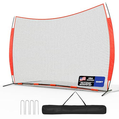12x9/16x10/20x10ft Barricade Backstop Net, Ball Sports Barrier Netting, Protection Screen for Baseball Softball Lacrosse Soccer Hockey Training for Backyard with Carry Bag