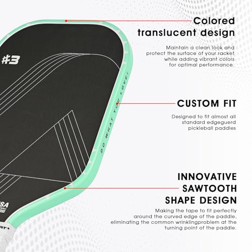 PICKLETECH Pickleball Paddle Protection Tape - Paddle Head Edge Guard - Racket Edge Protection Tape -Fit Perfectly Curved Edge -No Wrinkling - color: Clear Green, size: Width 20mm